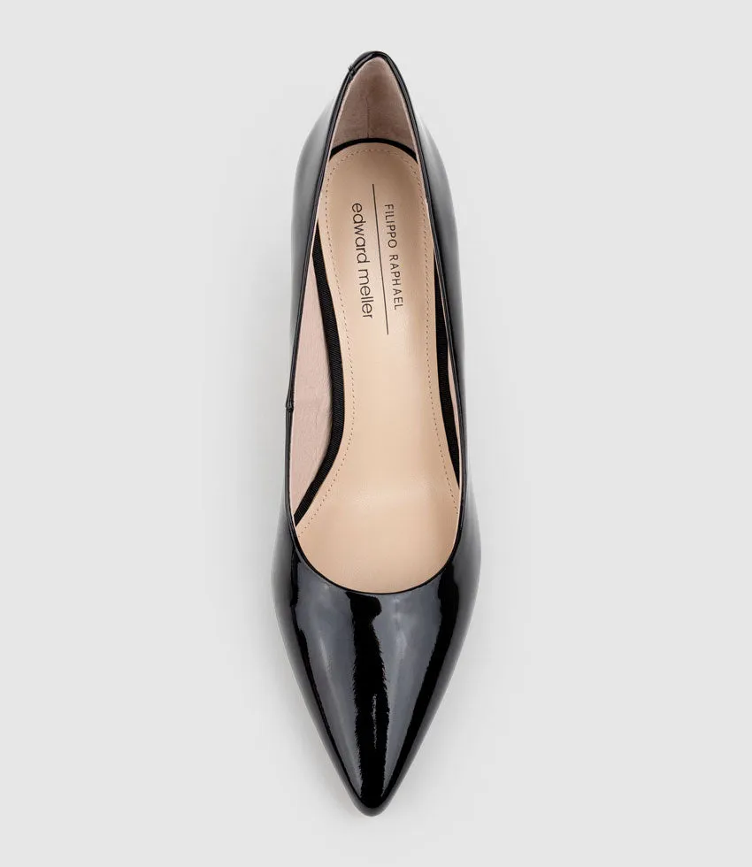 AMOS85 Pump with Louis Heel in Black Patent