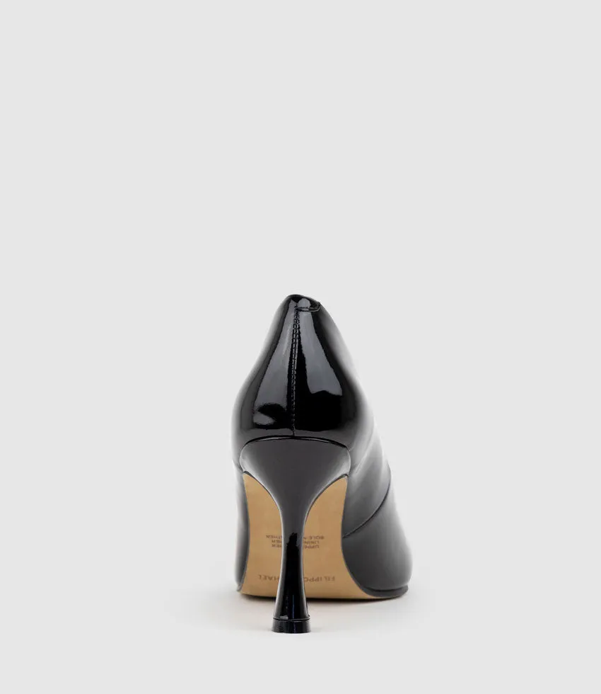 AMOS85 Pump with Louis Heel in Black Patent