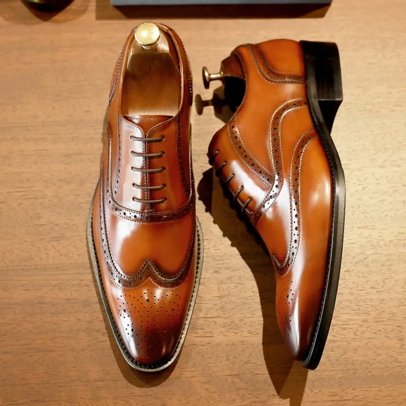 Angelo Ricci™ Formal Genuine Leather Business-Men Brogue Oxford Shoes
