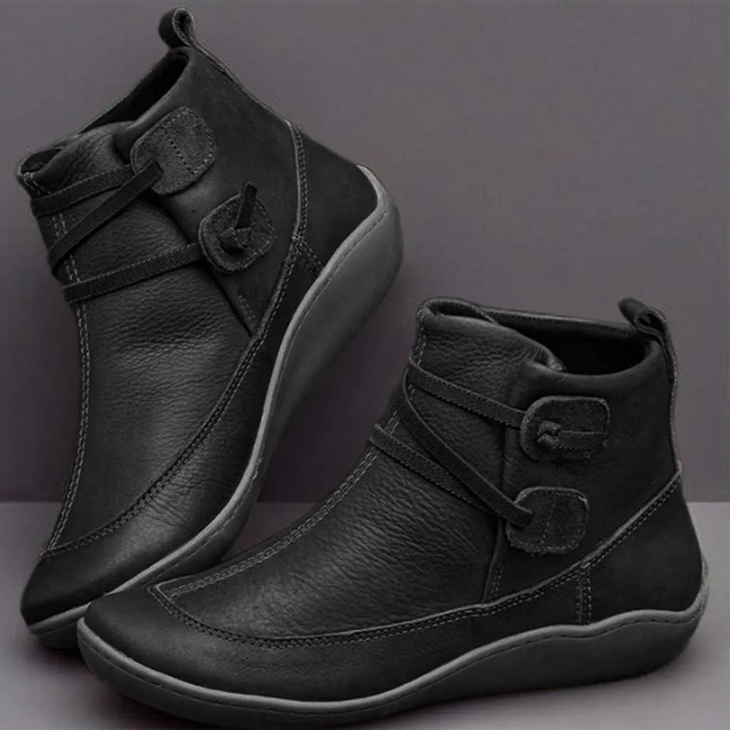 Ankle Boots for No Heel Arch Support Boots Fashion Vintage Booties Wide Width Slip On Flat Boots Fall Shoes 2024