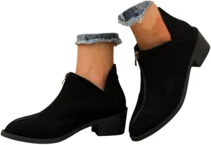 Ankle Boots for Women Arch Support,Womens Cut Out Ankle Boots Chunky Heel Almond Toe Slip on Western Booties Fashion Zipper Booties Slip On Vintage Floral Print Walking Short Boots