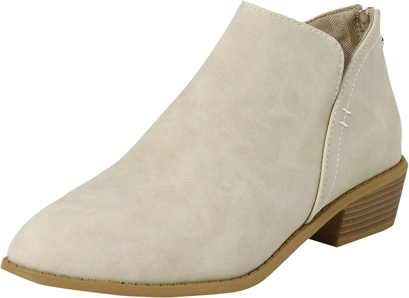 Ankle Boots for Women Fashion Fall Booties Low Heels Chunky Stacked Cutout Dress Short Ruffle Slip On Pointed Toe Shoes