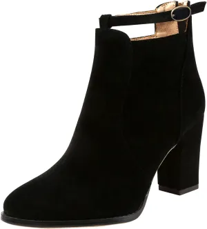 Ankle Boots for Women Fashion Hollow Out Design Mid Heel Dress Boots Zipper Chunky Block Low Heel Ankle Bootie