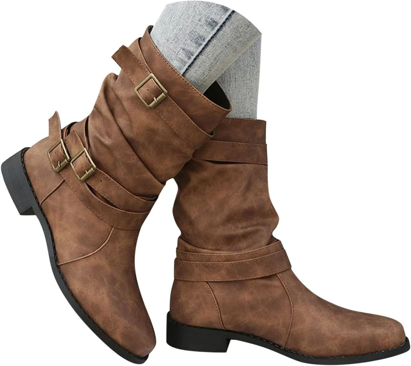 Ankle Boots for Women Western Fashion Faux Suede Chelsea Boots Elastic Lug Sole Chunky Block Heel Platform Slip on Booties