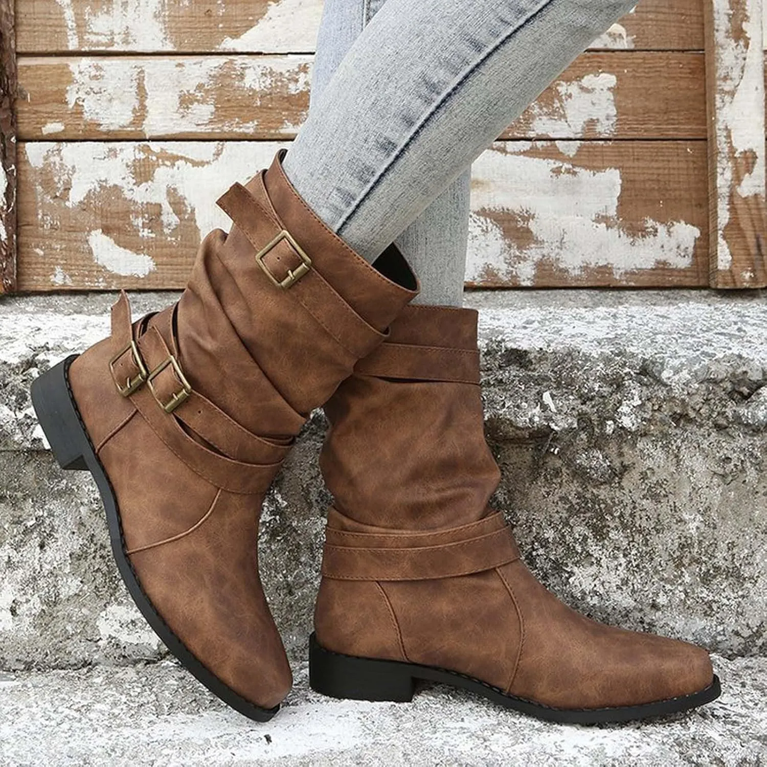 Ankle Boots for Women Western Fashion Faux Suede Chelsea Boots Elastic Lug Sole Chunky Block Heel Platform Slip on Booties