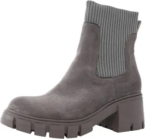 Ankle Boots for Women Women's Round Toe Lug Sole Chelsea Fashion Elastic Slip on Platform Chunky Heel Ankle Booties