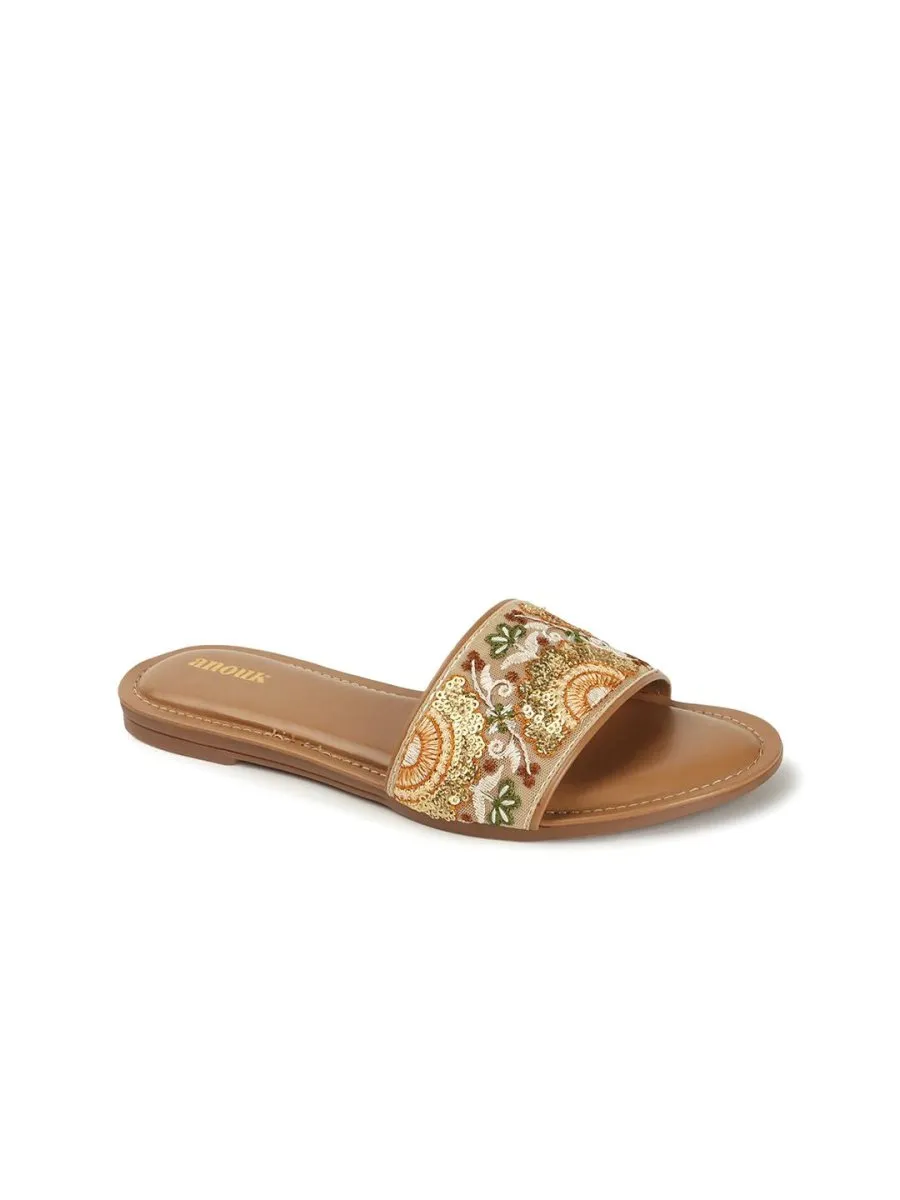 Anouk Women Ethnic Round Toe Open Toe Flats with Embroidered