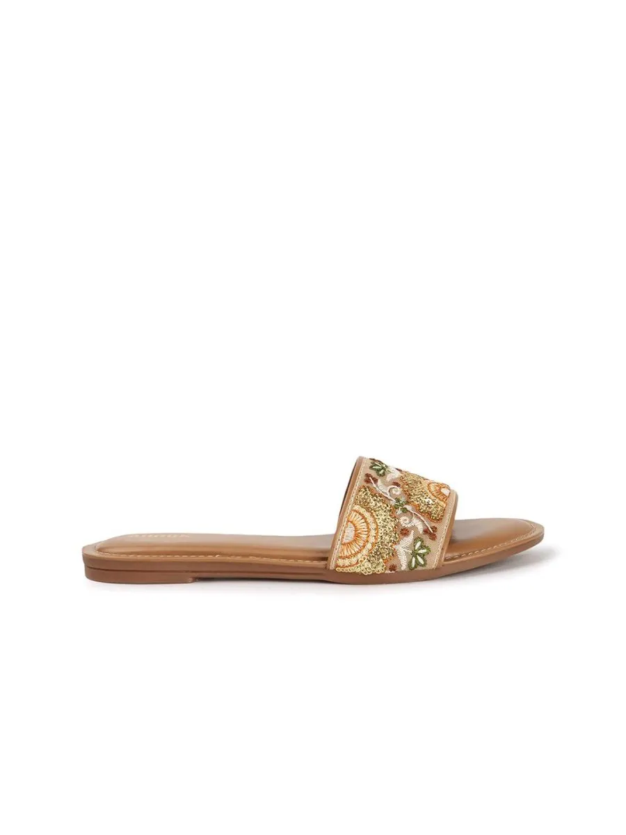 Anouk Women Ethnic Round Toe Open Toe Flats with Embroidered