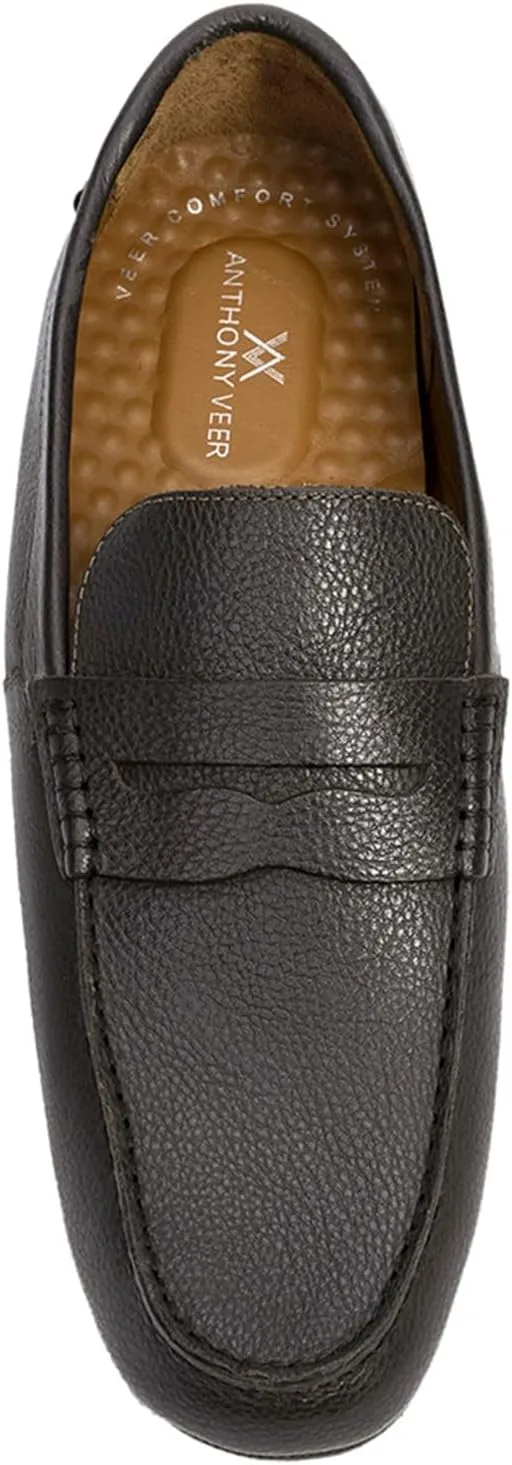 Anthony Veer Cruise Driver Penny Loafers for Men | Slip-On | Tubular Construction | Leather Lining | Ortholite Cushioned Footbed | Rubber Outsole