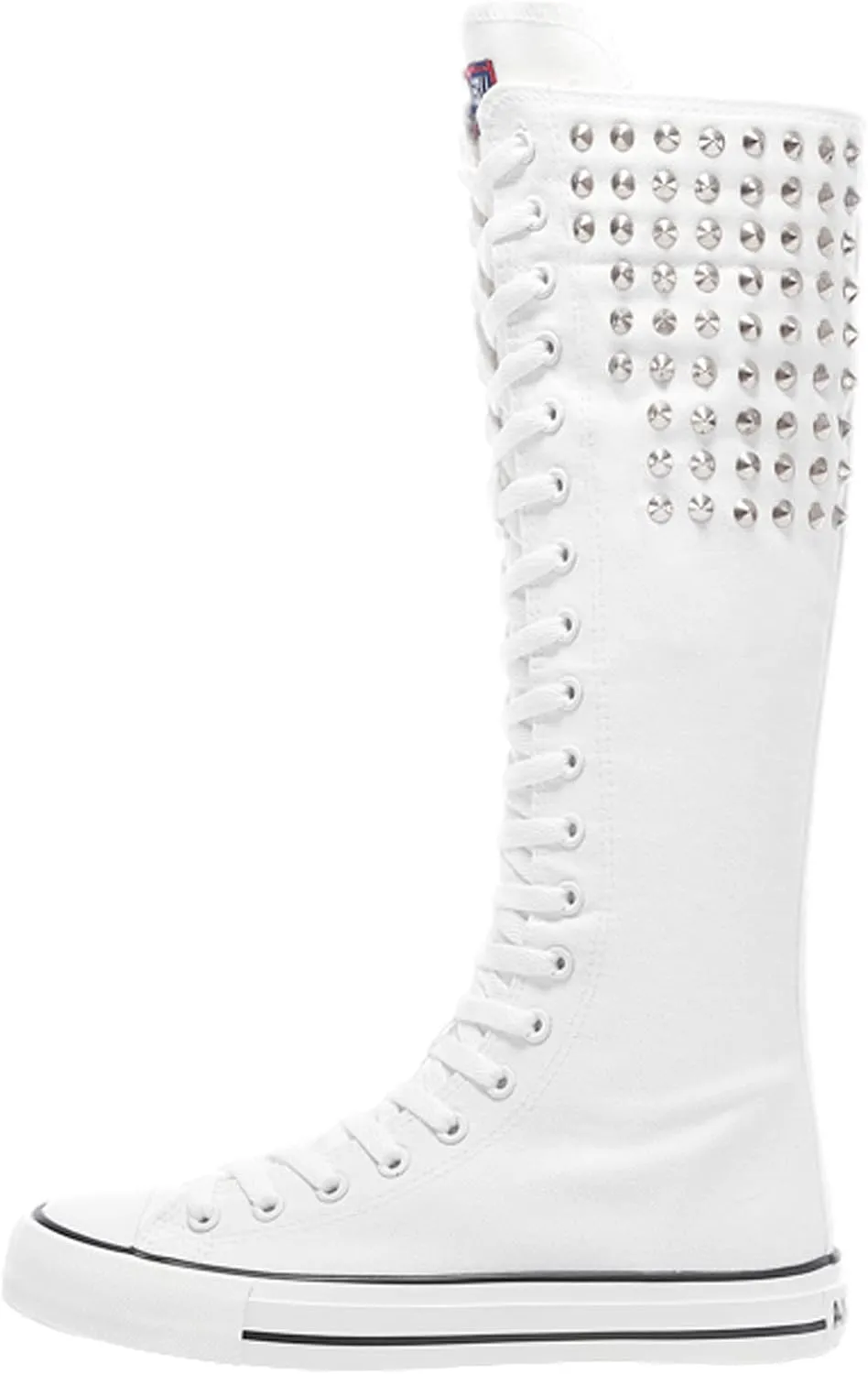 ANUFER Women Fashion Canvas Dance Boots Knee High Bicycling Boots Girls Fancy School Shoes