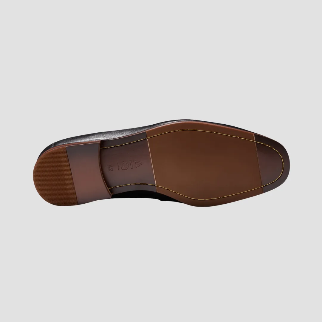AQ by Aquila Porter Leather Penny Loafers in Black