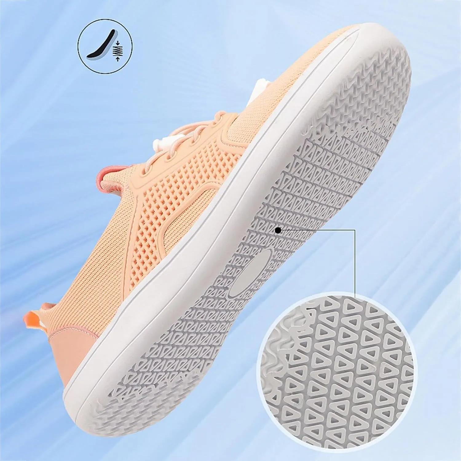 Arch Support Orthopedic Sneakers for Women Breathable Zero Drop Adjustable Barefoot Shoes Fly Woven Mesh Shoe