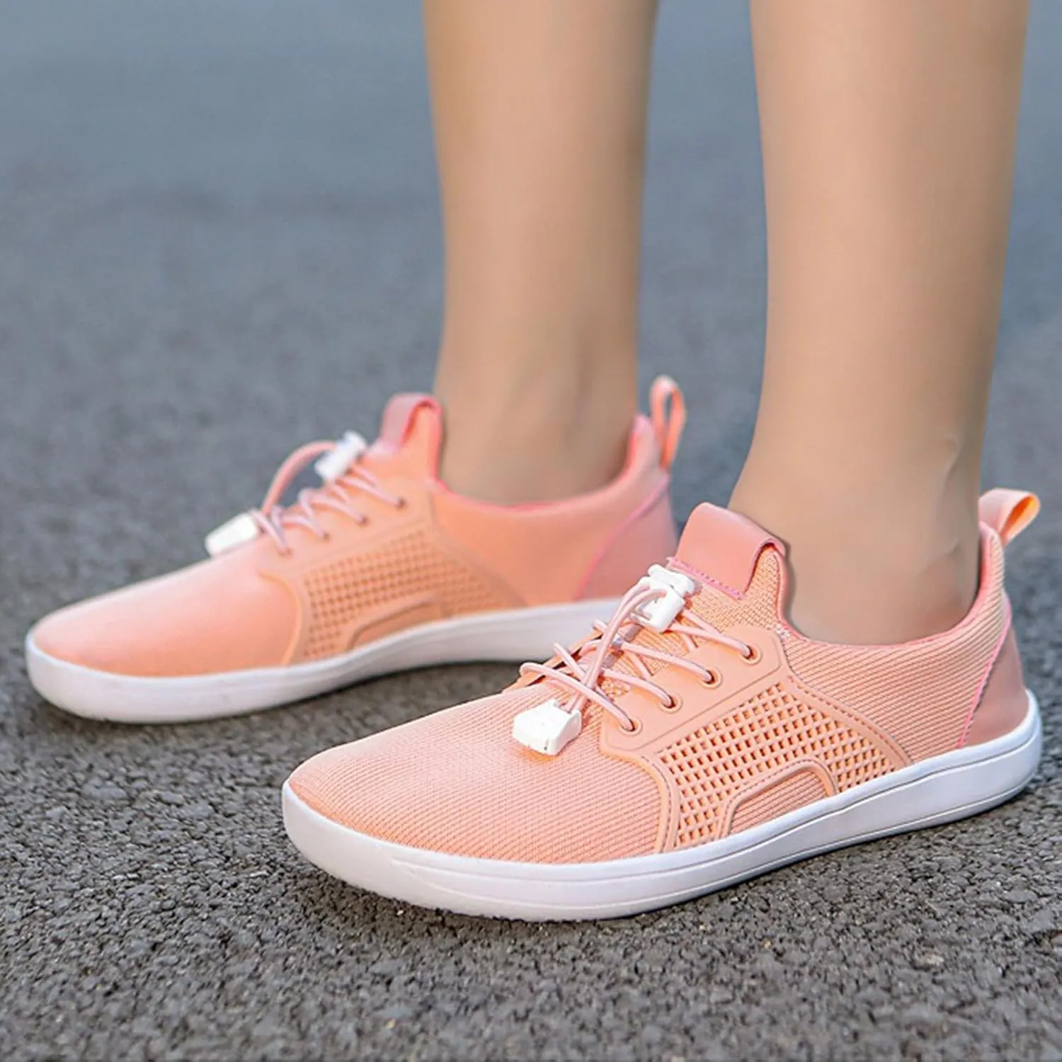 Arch Support Orthopedic Sneakers for Women Breathable Zero Drop Adjustable Barefoot Shoes Fly Woven Mesh Shoe