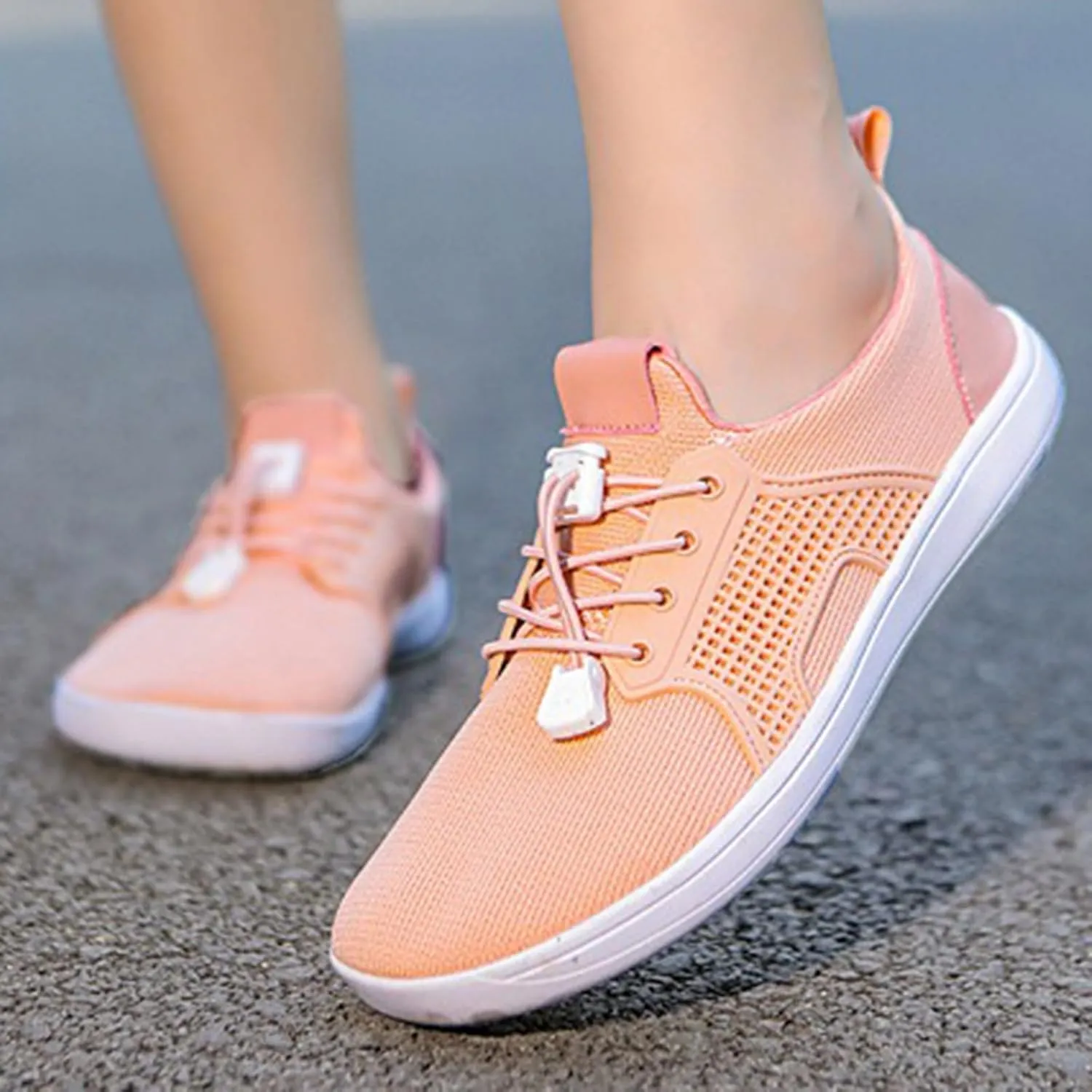 Arch Support Orthopedic Sneakers for Women Breathable Zero Drop Adjustable Barefoot Shoes Fly Woven Mesh Shoe