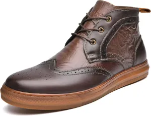 Arkbird Men's Casual Leather Chukka Boots, Mid-Top Sneaker Boots for Men, Khaki, Size 11.5