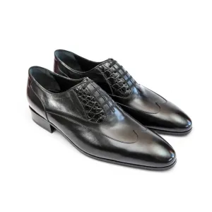 Artioli Achille Men's Shoes Exotic Alligator / Calf-Skin Leather Wingtip Oxfords (ART1049)