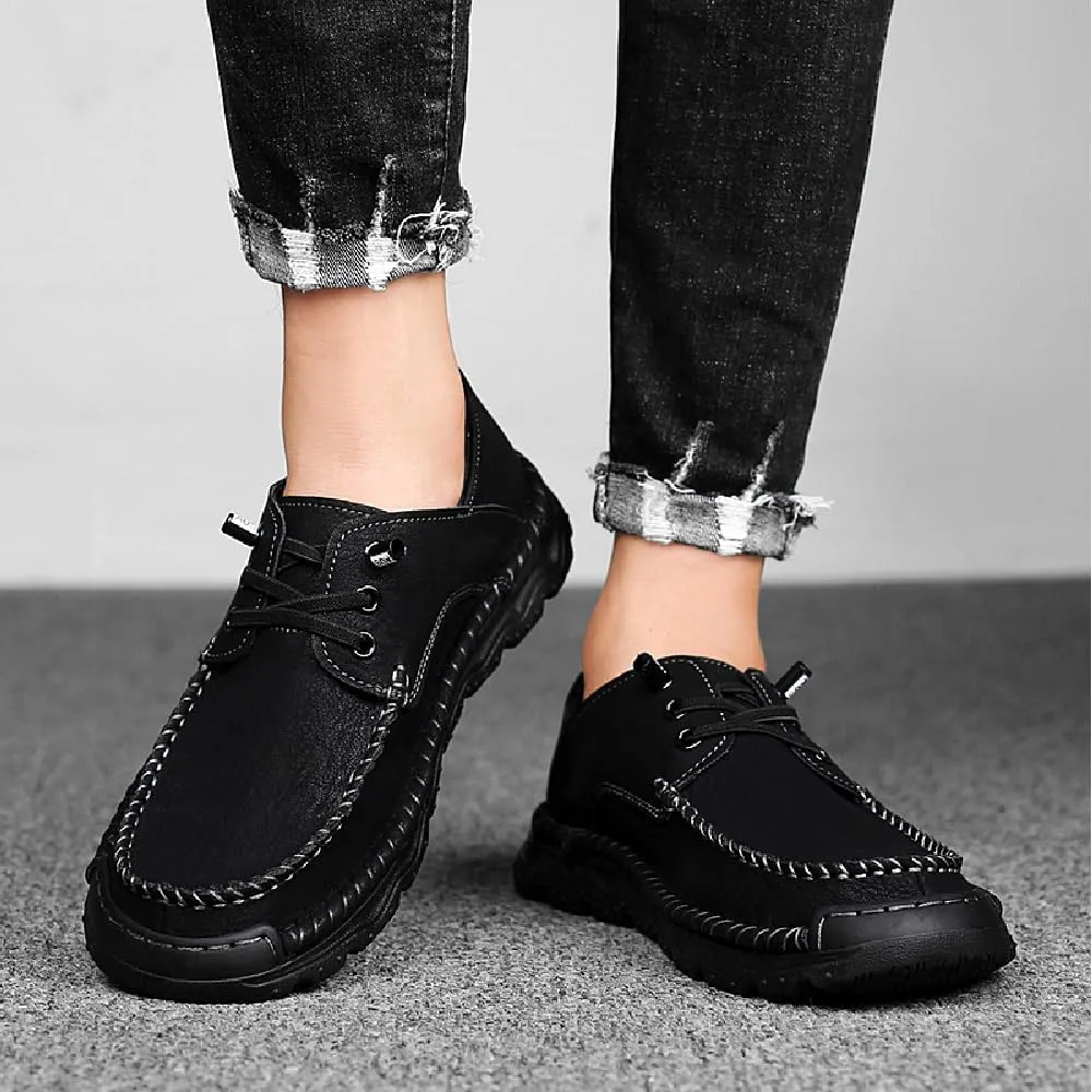 Asifn Mens Lace-up Loafers Fashion Casual Leather Shoes Non-Slip Driving Shoes Lightweight Comfortable Walking Shoes