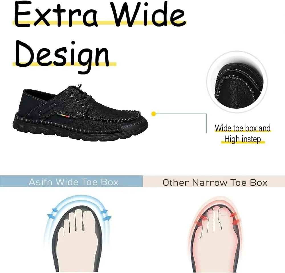 Asifn Mens Lace-up Loafers Fashion Casual Leather Shoes Non-Slip Driving Shoes Lightweight Comfortable Walking Shoes