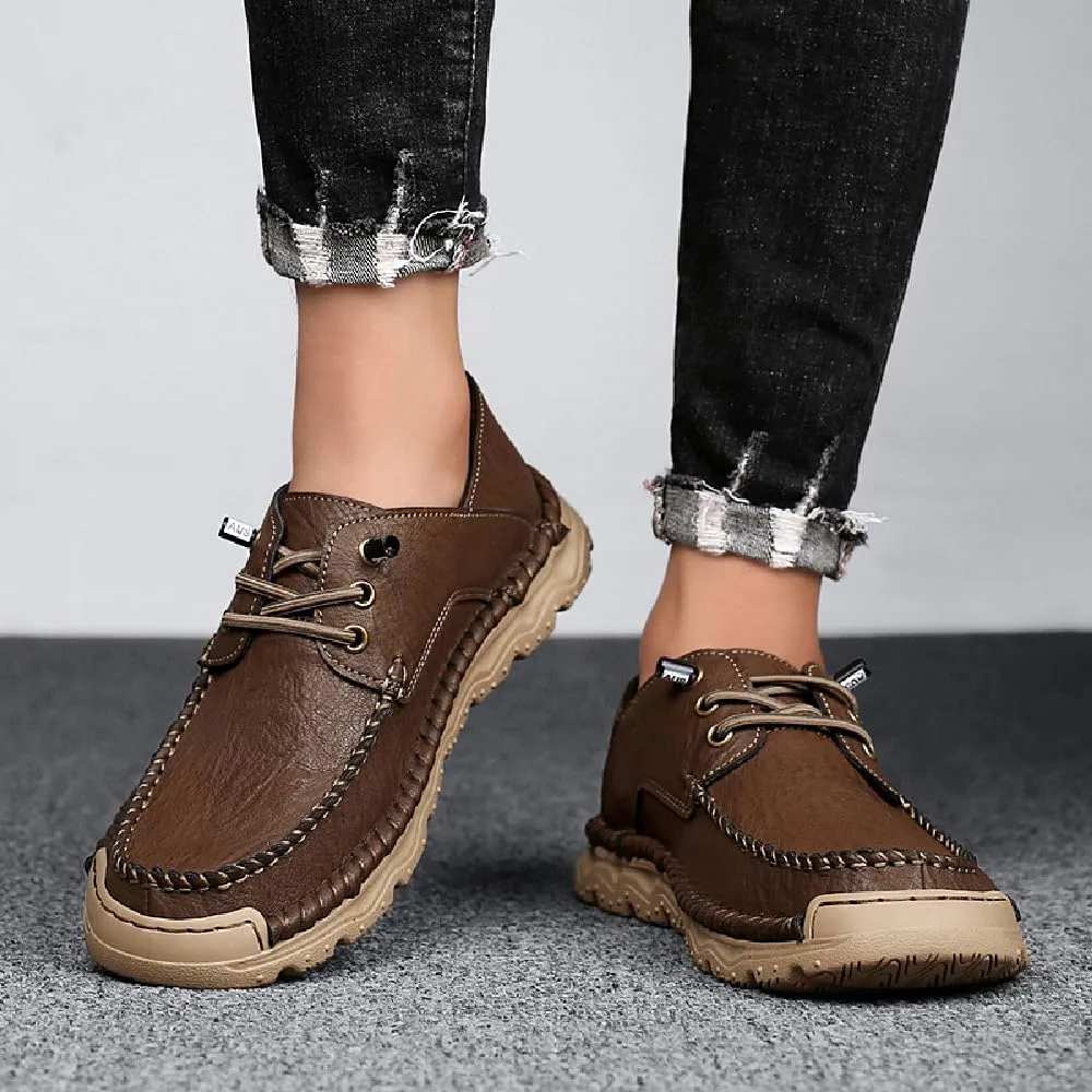 Asifn Mens Lace-up Loafers Fashion Casual Leather Shoes Non-Slip Driving Shoes Lightweight Comfortable Walking Shoes