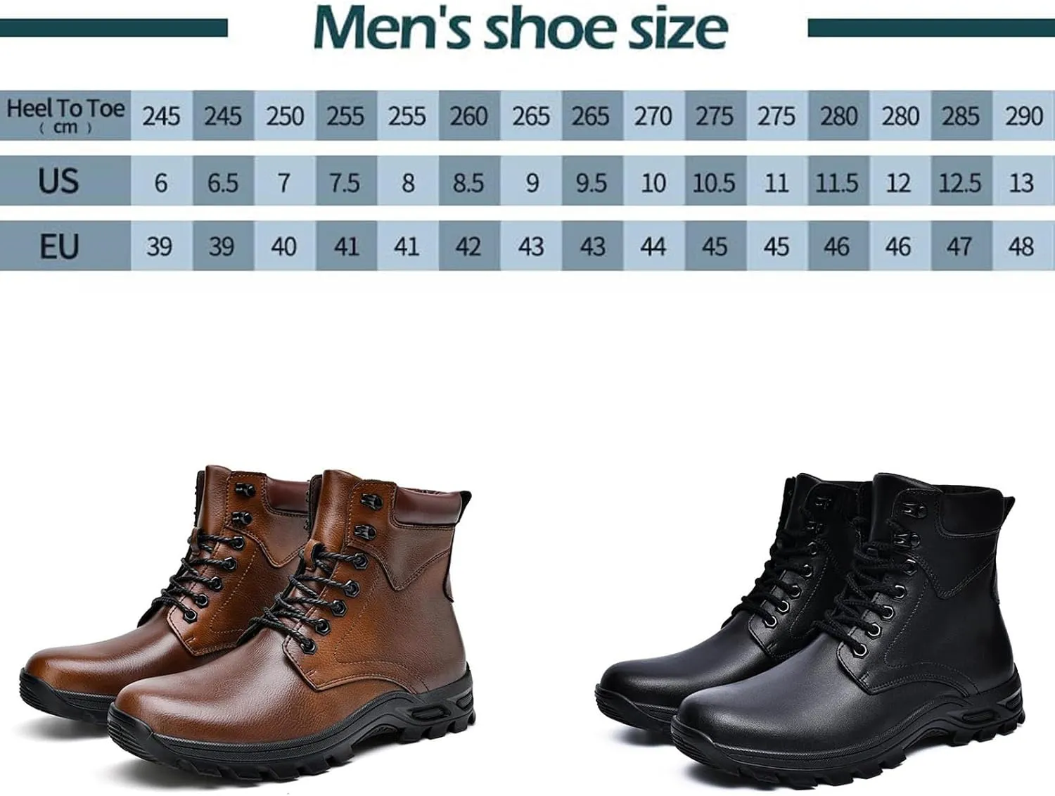 AUNTHUI Men'S Genuine Leather Casual Motorcycle Boots,Stylish Polished Lace-Up Round Toe Wide Platform Dress Oxford Boots,Winter Outdoor Non-Slip Chunkka Combat Boots