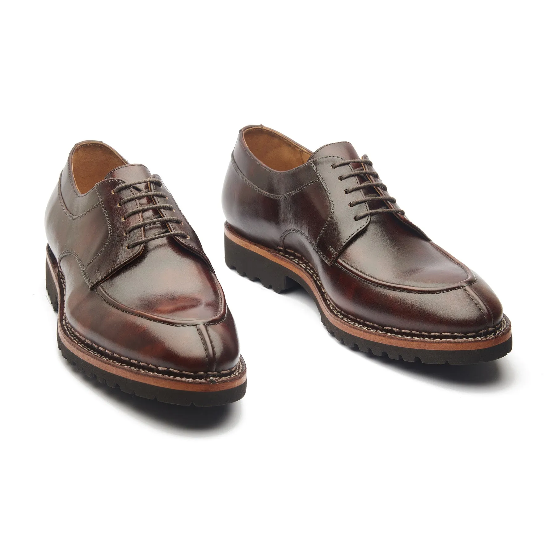 Aurora, Split Toe Derby - Chestnut Museum Calf | Norwegian Construction | Hand Welted New Age
