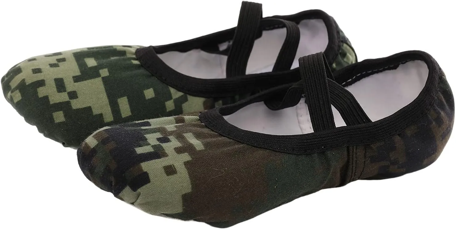 Ballet Shoes for Girls Camouflage Canvas Ballet Flat Toddler Girls Ballet Slippers No-Tie Boys Dance Shoes Flats
