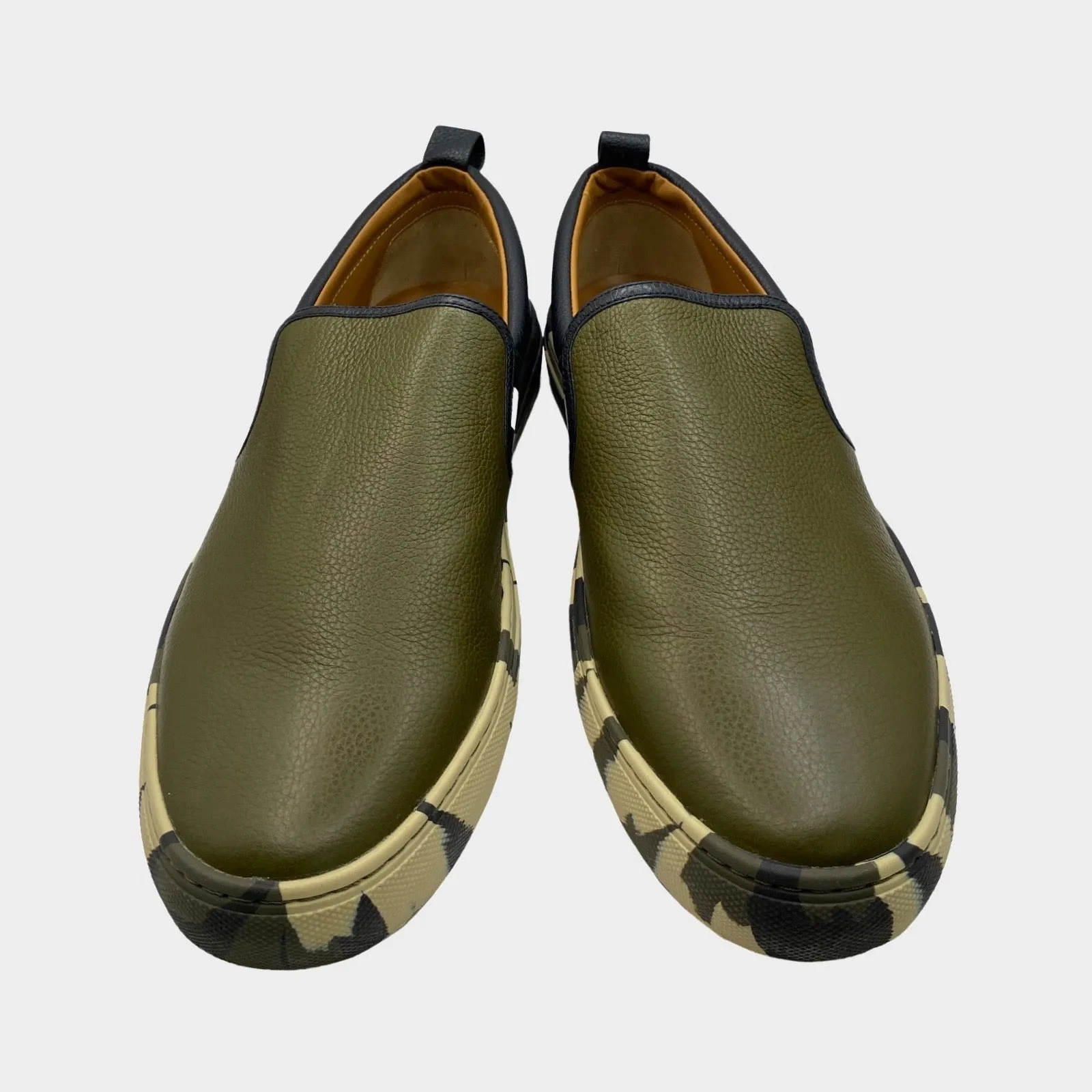 Bally men's khaki 'herald boom' grained leather camo-sole sneaker
