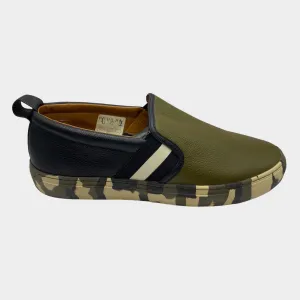 Bally men's khaki 'herald boom' grained leather camo-sole sneaker