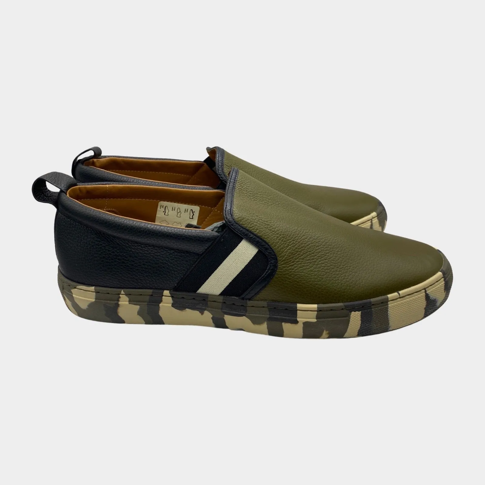 Bally men's khaki 'herald boom' grained leather camo-sole sneaker