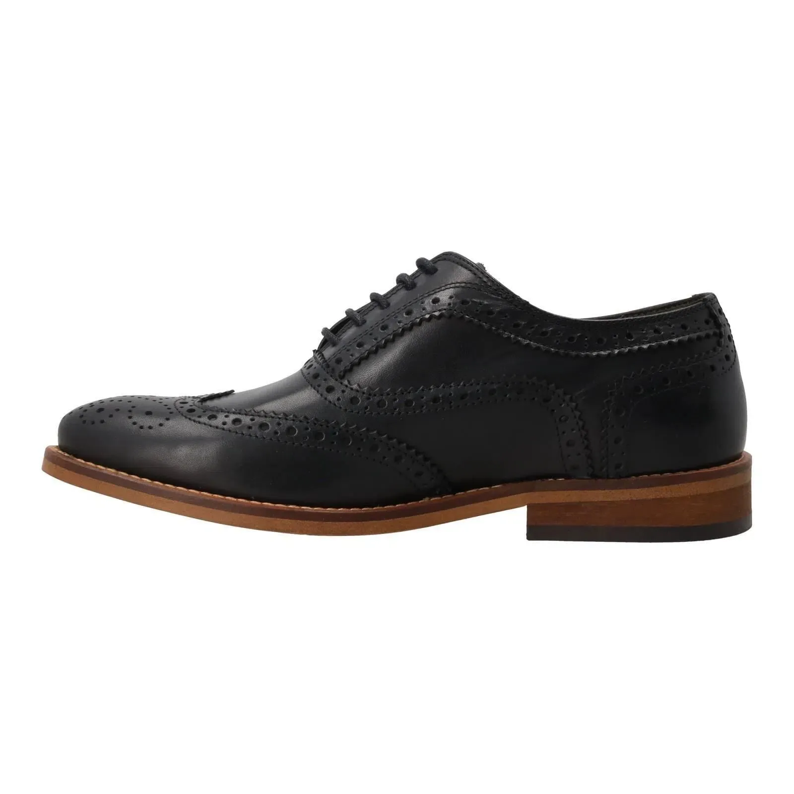 BARBOUR Isham Brogue Shoes Lace Up Black Leather