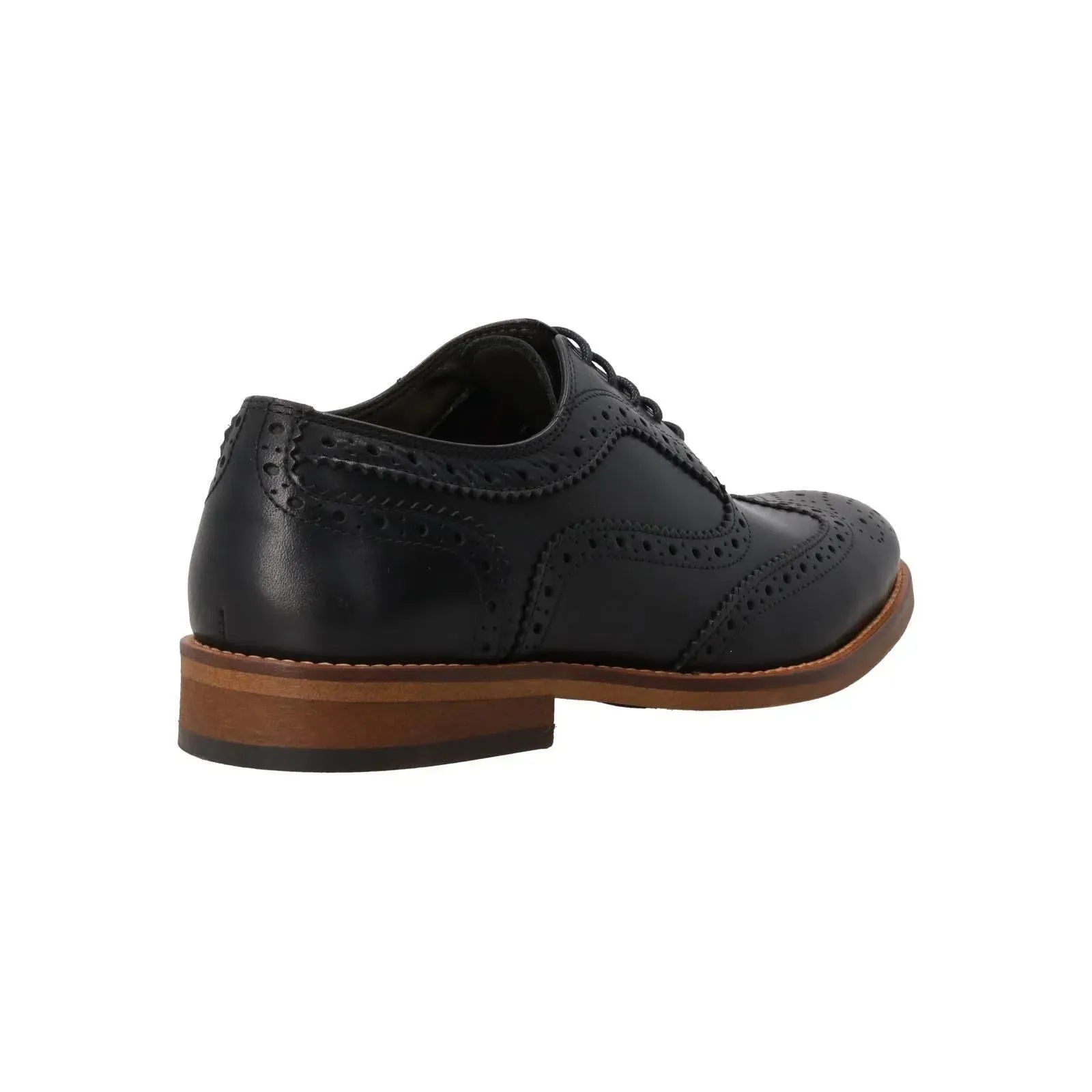 BARBOUR Isham Brogue Shoes Lace Up Black Leather