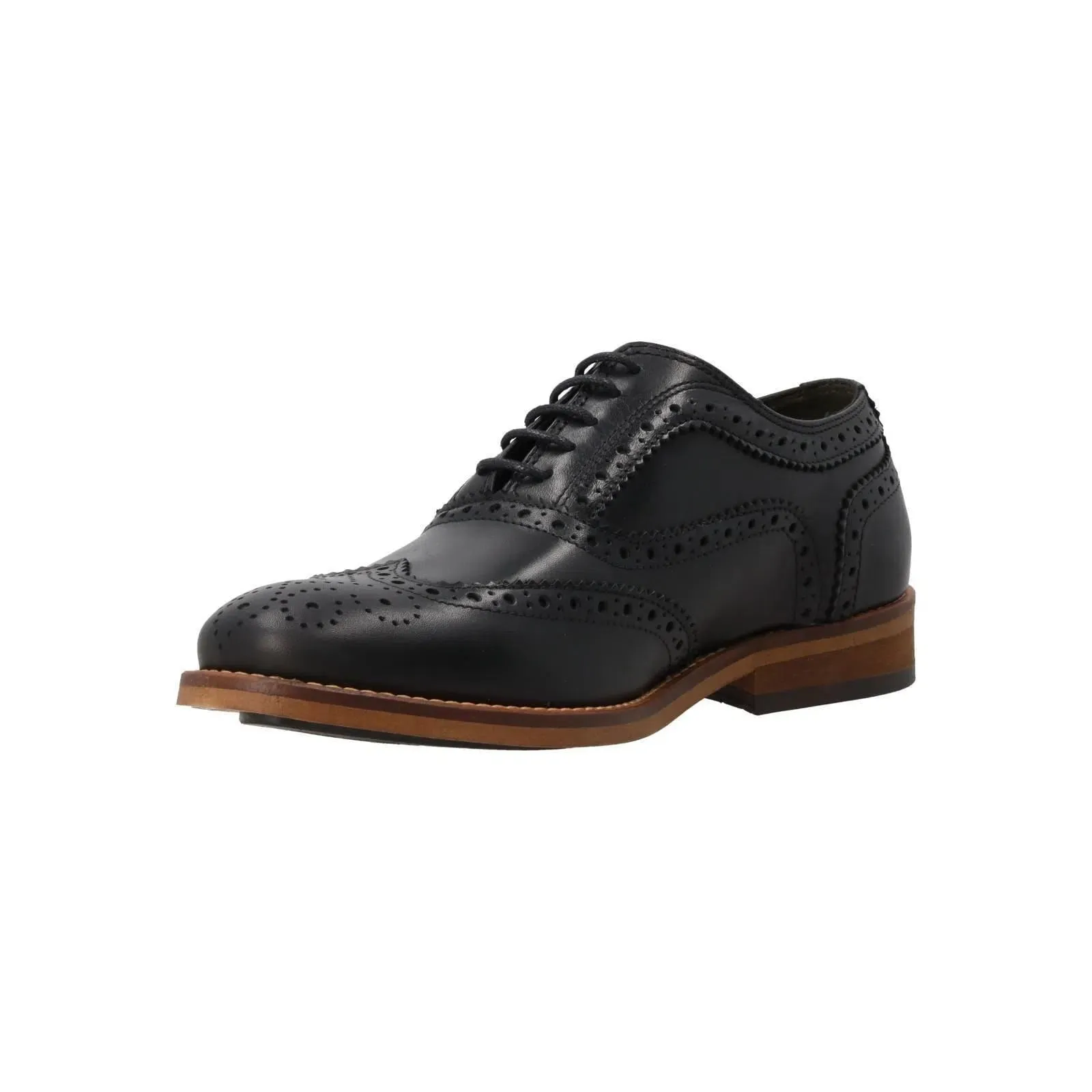 BARBOUR Isham Brogue Shoes Lace Up Black Leather