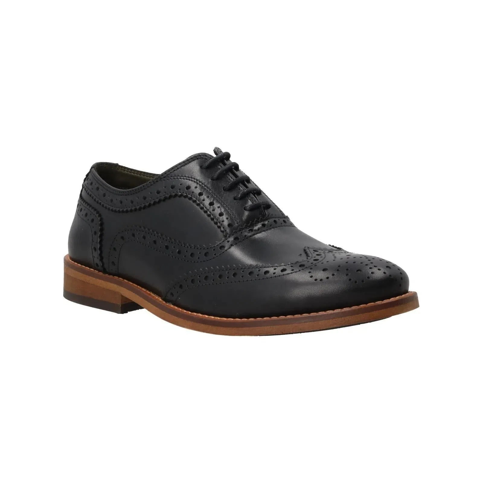 BARBOUR Isham Brogue Shoes Lace Up Black Leather