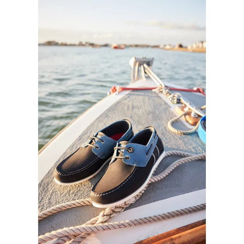 Barbour Wake Leather Mens Boat Shoe  - Washed Blue