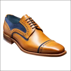 Barker Haig Cedar Calf With Blue Suede Derby Shoe@