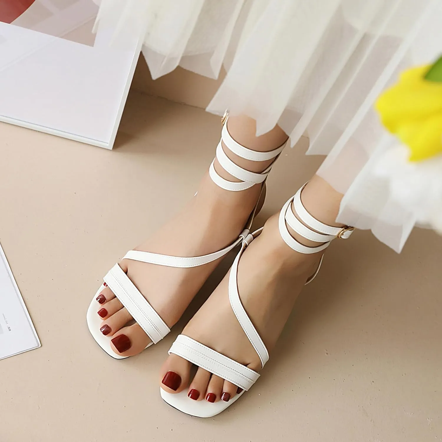 Basic Sandals Women Mid Chunky Heel Office Shoes