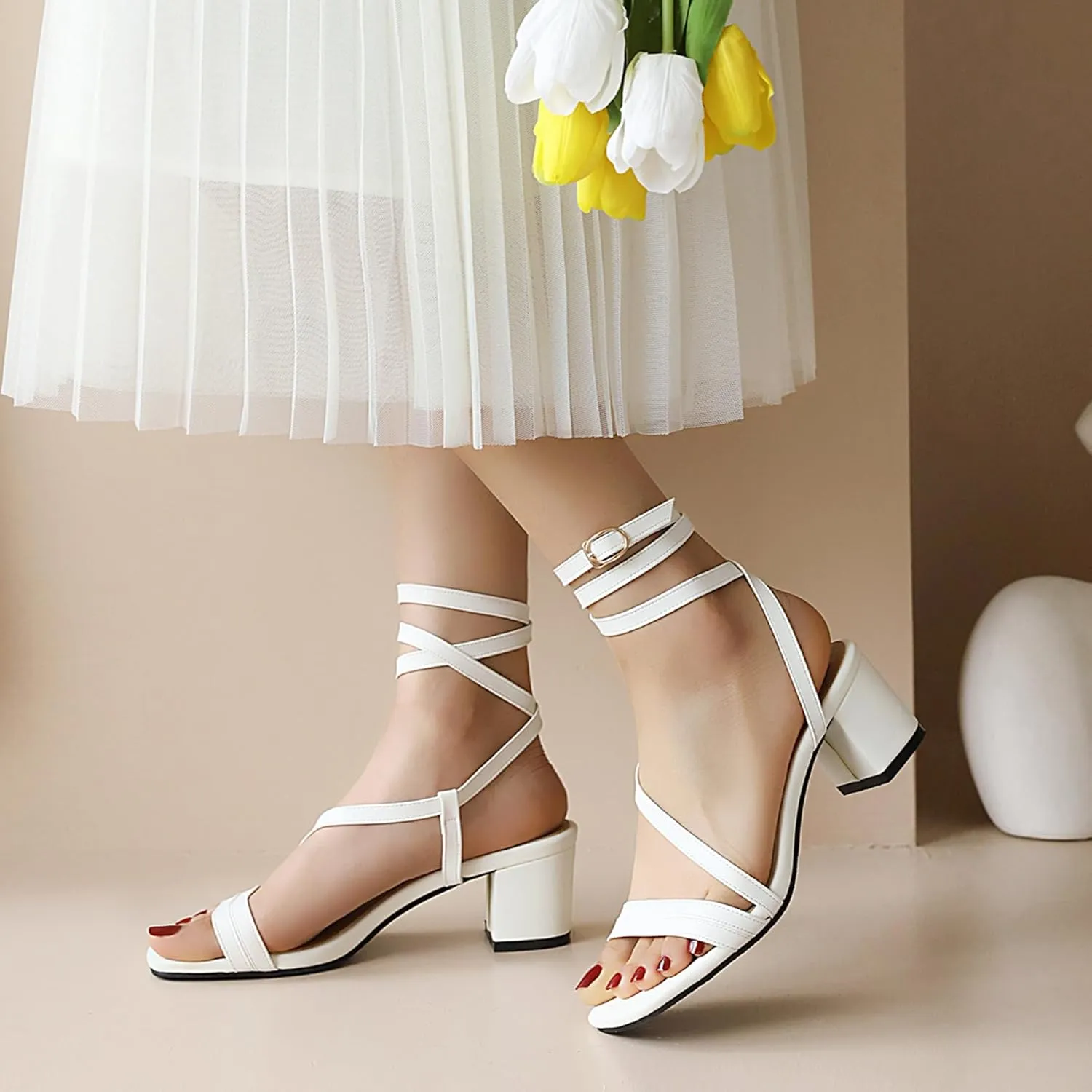 Basic Sandals Women Mid Chunky Heel Office Shoes
