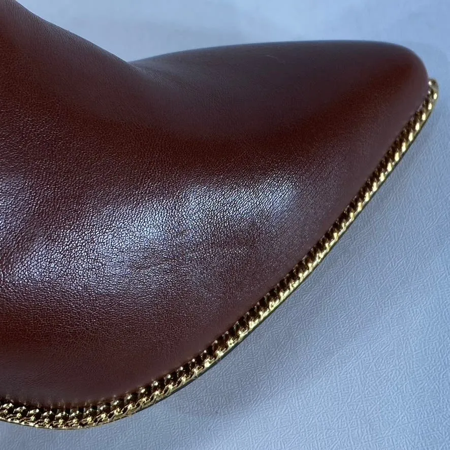 BCBGENERATION Women's Brown Faux Leather Hadix Pointed-Toe Stiletto Booties SZ 7