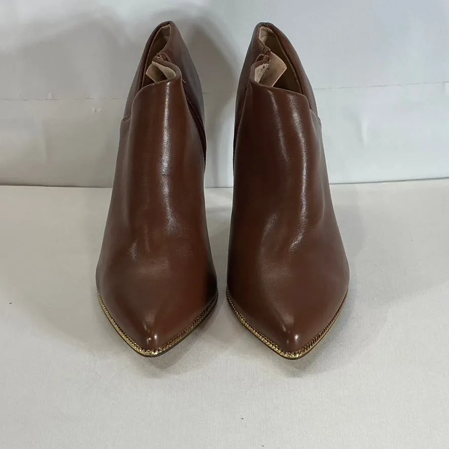 BCBGENERATION Women's Brown Faux Leather Hadix Pointed-Toe Stiletto Booties SZ 7