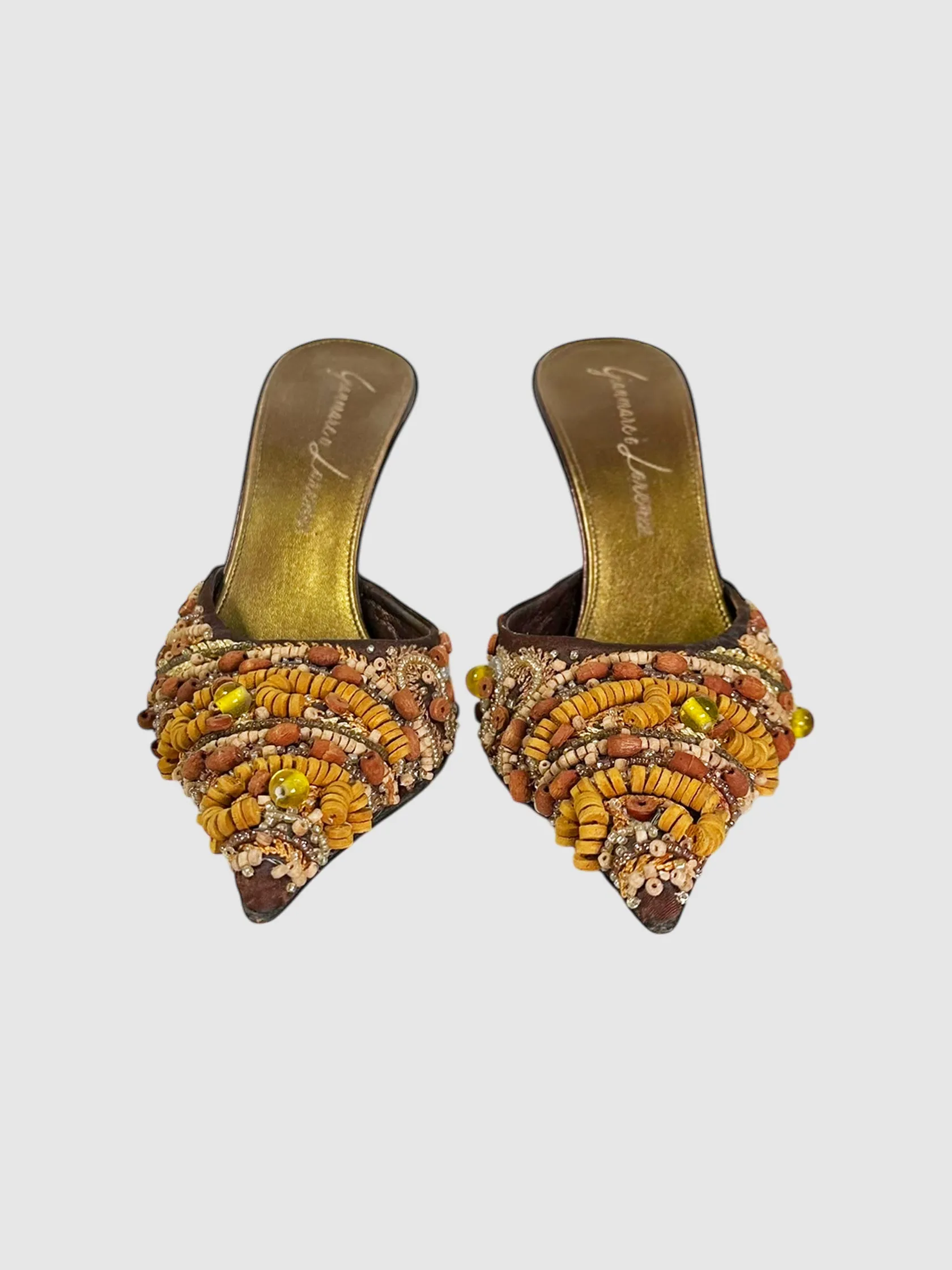 Beaded Pointed Toe Mules - Size 37