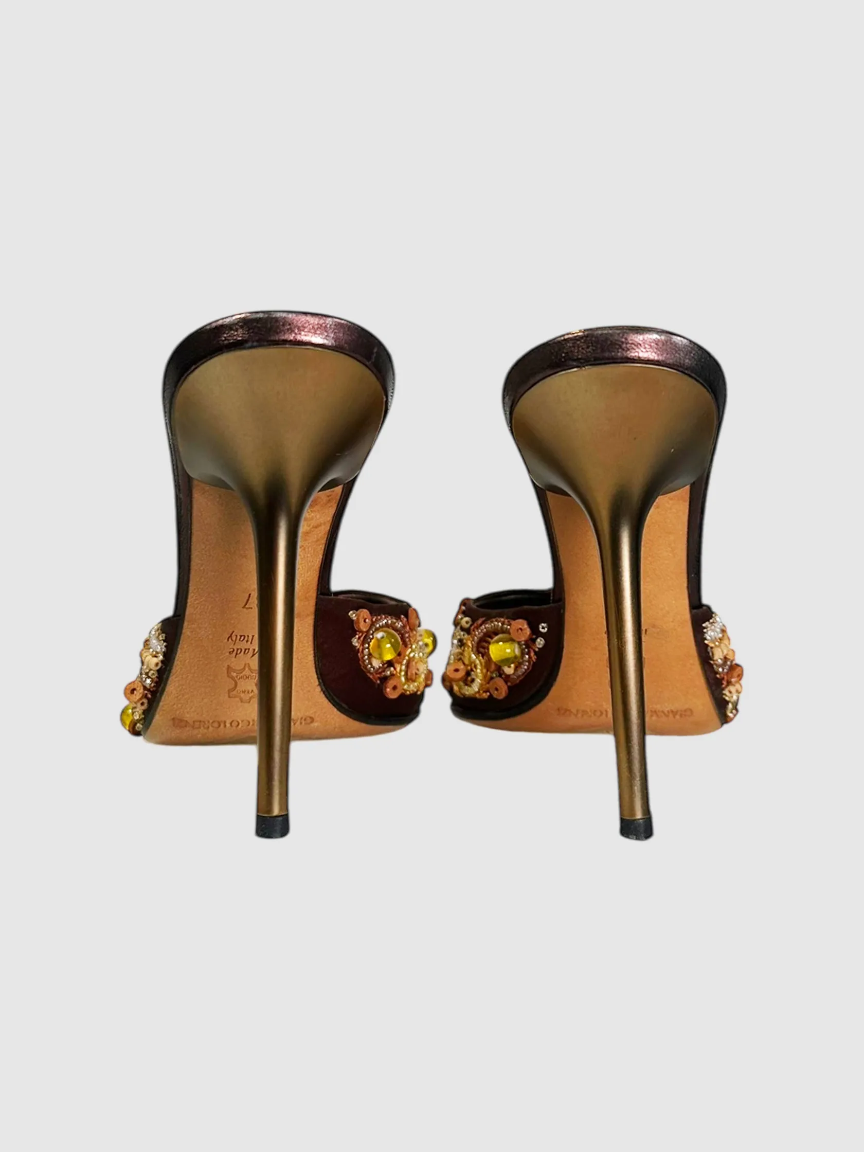Beaded Pointed Toe Mules - Size 37