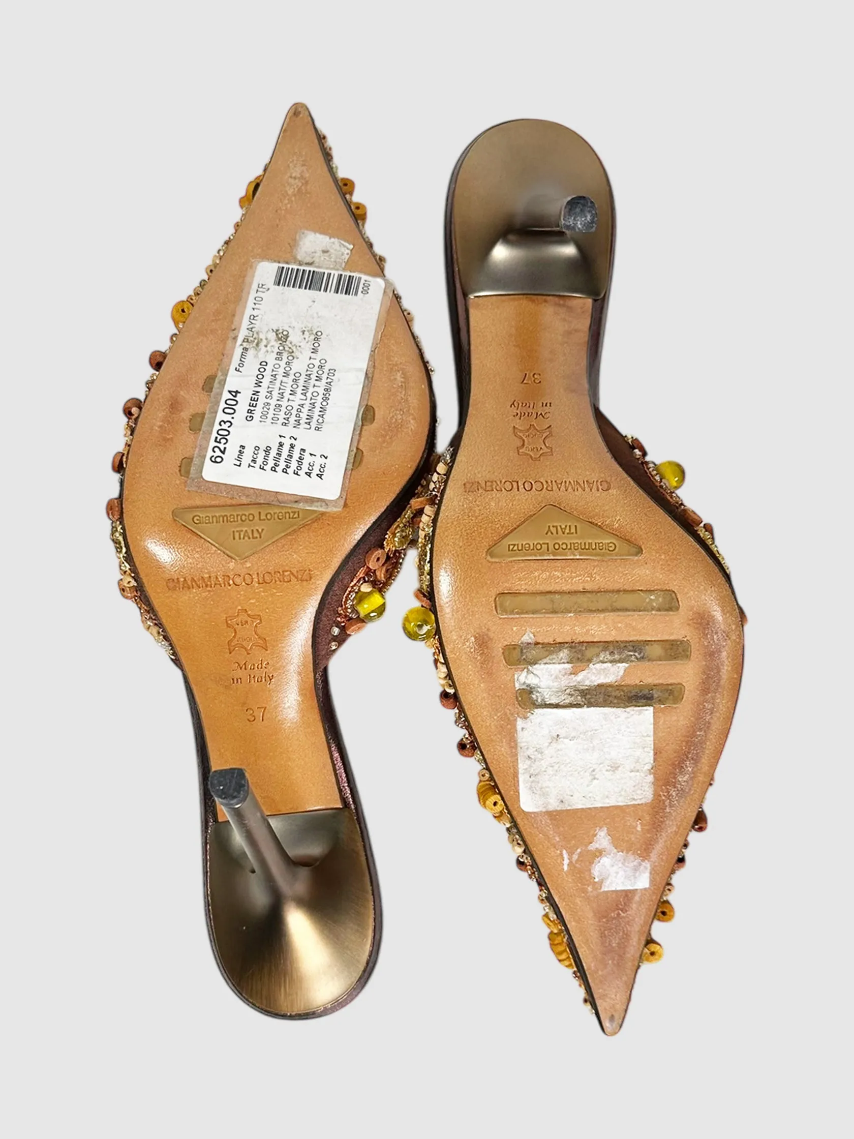 Beaded Pointed Toe Mules - Size 37