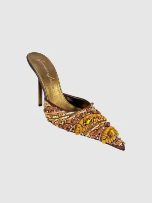 Beaded Pointed Toe Mules - Size 37