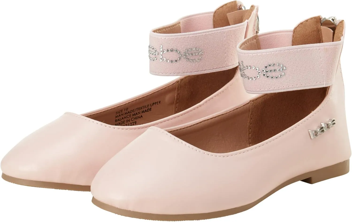 bebe Girls' Shoes - Ballet Flats with Rhinestone Studded Ankle Straps (Toddler/Girl)
