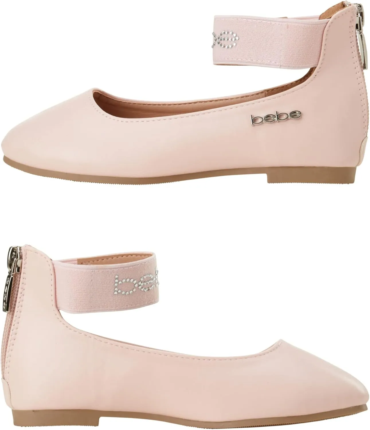 bebe Girls' Shoes - Ballet Flats with Rhinestone Studded Ankle Straps (Toddler/Girl)