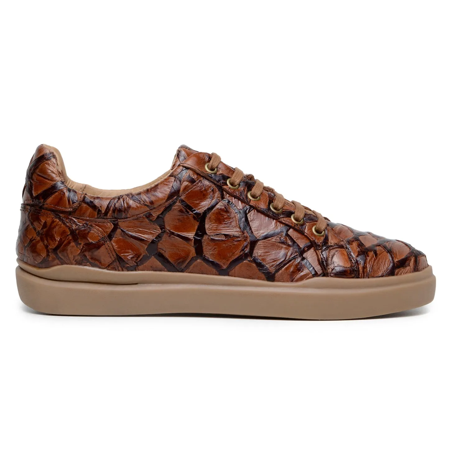 Belvedere Kingstone BR02 Men's Shoes Exotic Pirarucu Lace-Up Casual Sneaker (BV3186)