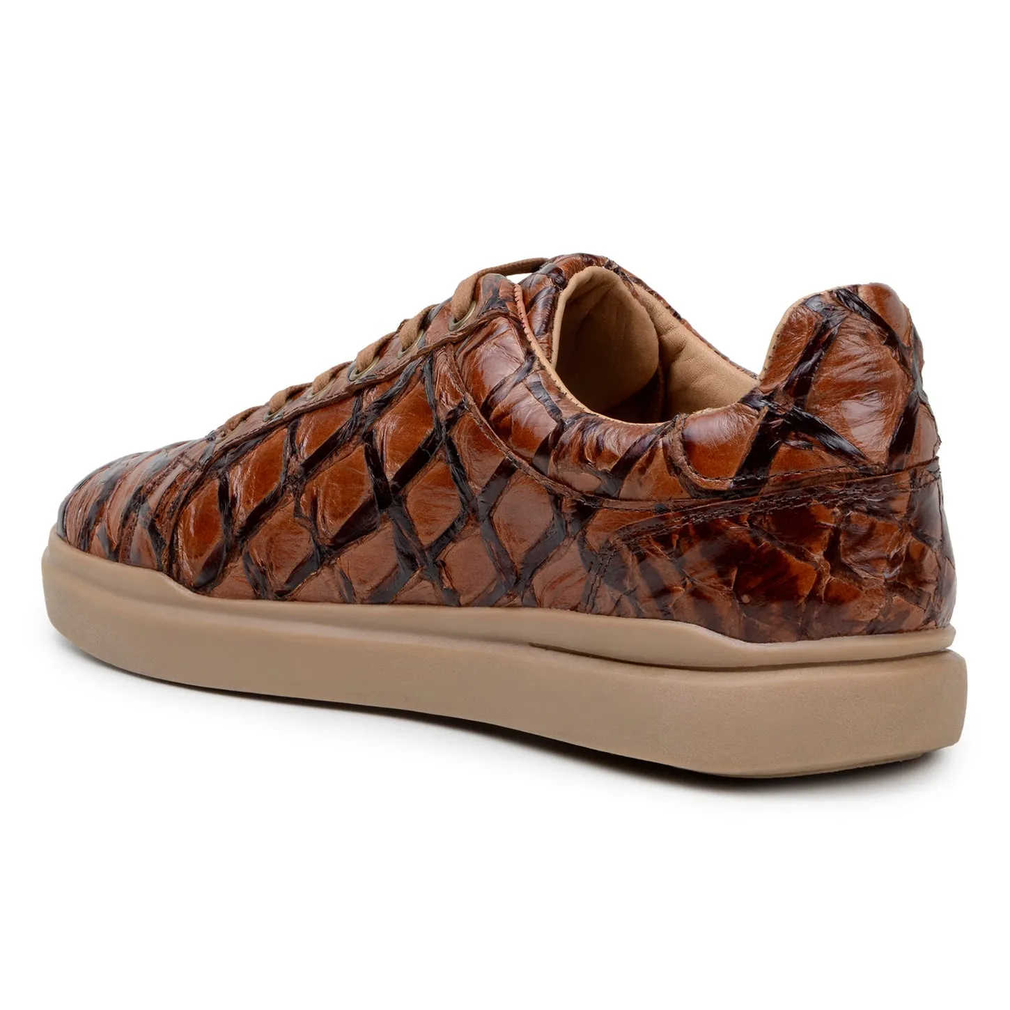 Belvedere Kingstone BR02 Men's Shoes Exotic Pirarucu Lace-Up Casual Sneaker (BV3186)