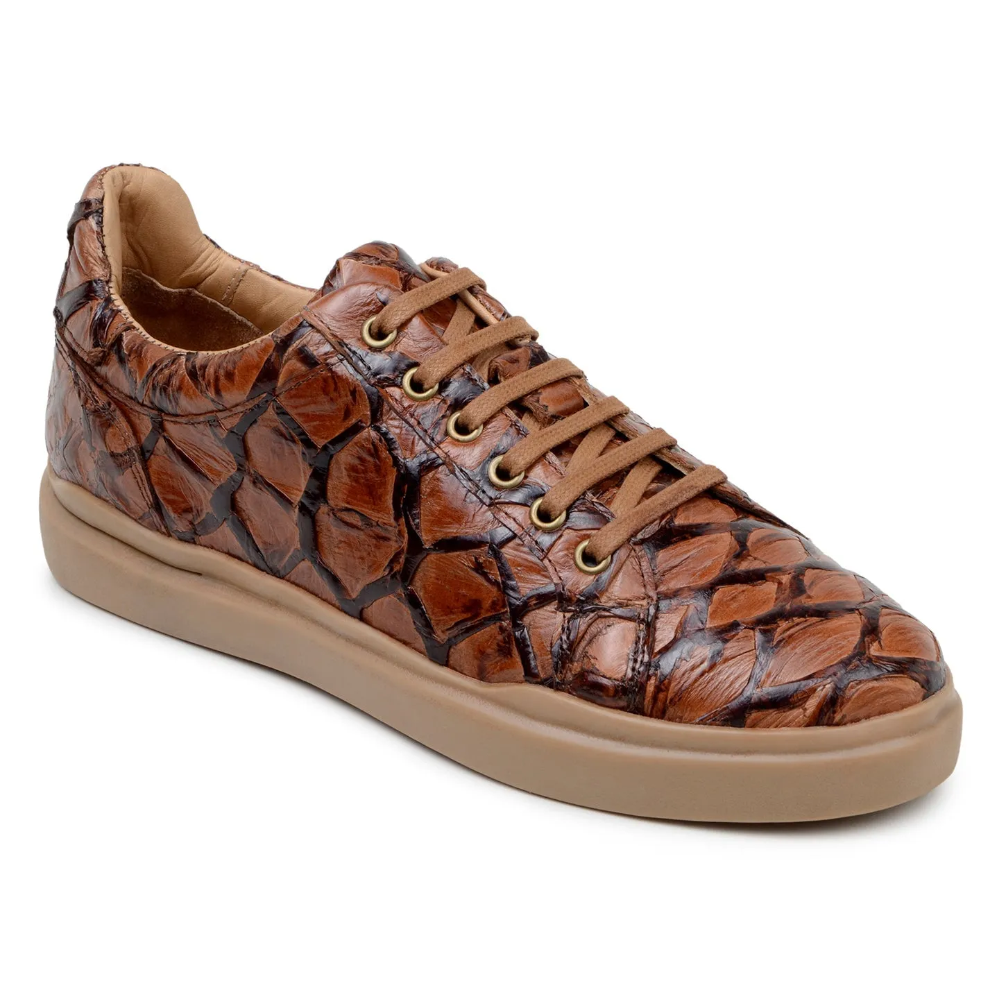 Belvedere Kingstone BR02 Men's Shoes Exotic Pirarucu Lace-Up Casual Sneaker (BV3186)