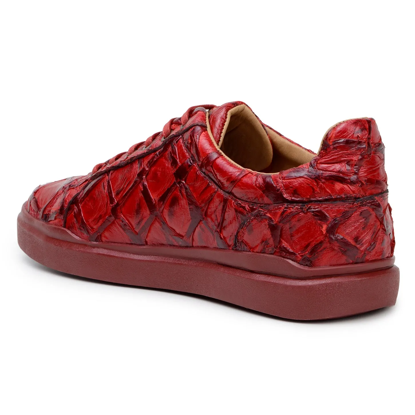 Belvedere Kingstone BR02 Men's Shoes Exotic Pirarucu Lace-Up Casual Sneaker (BV3186)