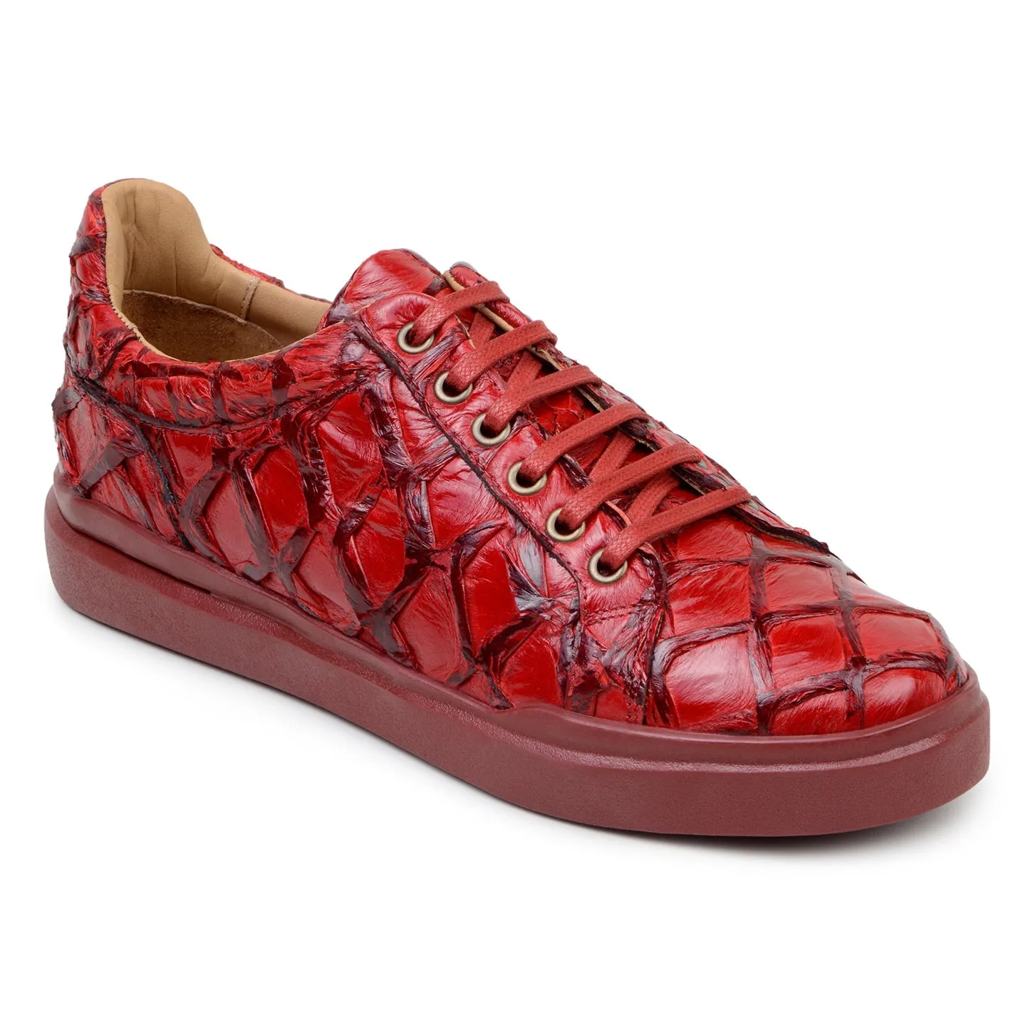 Belvedere Kingstone BR02 Men's Shoes Exotic Pirarucu Lace-Up Casual Sneaker (BV3186)